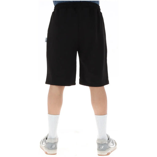 Icon Short en coton noir pour homme, avec taille élastiquée à cordon et logo discret sur le côté, vue de face