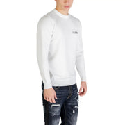 Icon Pull en viscose pour femme, blanc et noir icon broderie sur la poitrine gauche, vue de face