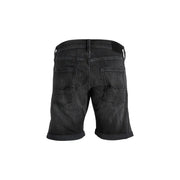 Jack & Jones black cotton blend men shorts with faded wash and rolled cuffs in denim style
