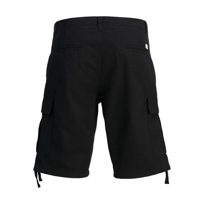 Jack & Jones Short homme en coton noir, doté de multiples poches cargo et d'un cordon de serrage ajustable à l'ourlet.
