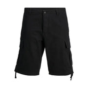 Jack & Jones Short homme en coton noir, doté de multiples poches cargo et d'un cordon de serrage ajustable à l'ourlet.