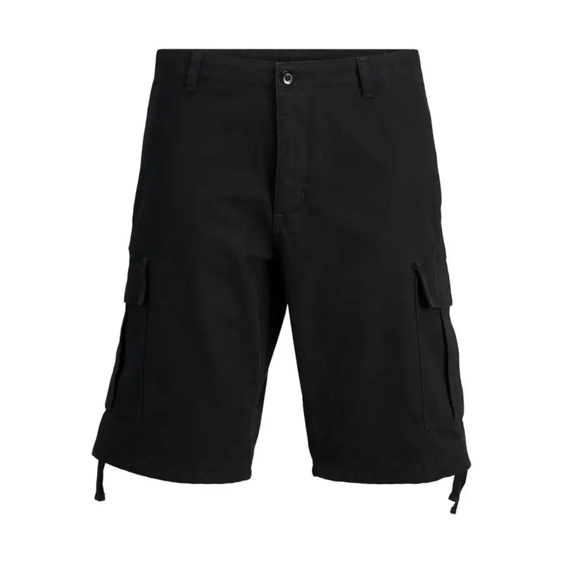Jack & Jones Short homme en coton noir, doté de multiples poches cargo et d'un cordon de serrage ajustable à l'ourlet.