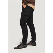 Noir Jack & Jones Pantalon cargo pour homme en mélange de coton, avec de multiples poches et une coupe fuselée.