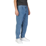 Jack & Jones blue cotton jeans for men with a relaxed straight-leg cut in light-wash denim for fall winter