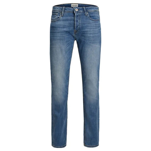 Jack & Jones Jean bleu pour homme en denim délavé, coupe classique cinq poches à l'effet usé