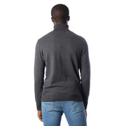 Dark gray ribbed collar and cuffs turtleneck sweater for men by jack & jones in soft knit fabric