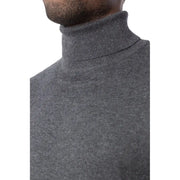 Jack and jones blue turtleneck sweater for men in dark gray finely knit fabric with ribbed collar