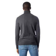 Dark gray ribbed collar and cuffs turtleneck sweater for men by jack & jones in soft knit fabric