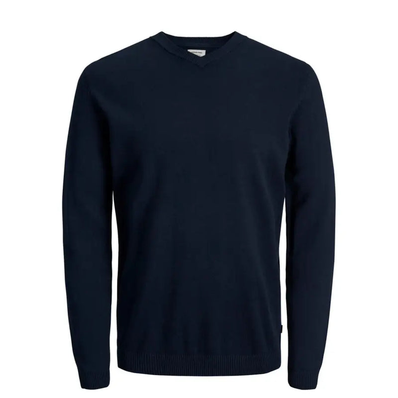 Navy blue crew neck sweater from Jack & Jones V-neck knitwear for men made of soft knit fabric