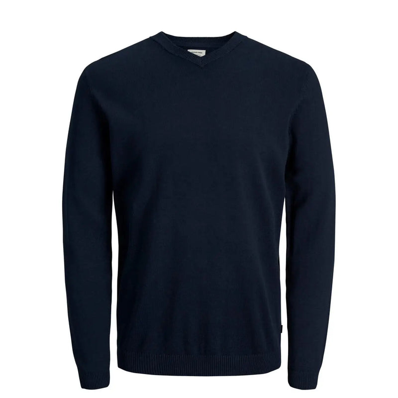 Navy blue crew neck sweater from Jack & Jones V-neck knitwear for men made of soft knit fabric