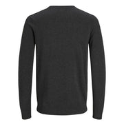 Jack & Jones Pull en coton gris foncé pour homme, en maille texturée avec poignets côtelés, vue de face