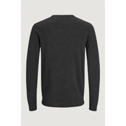 Jack & Jones Pull en coton pour homme, gris foncé chiné, poignets côtelés, vue de face