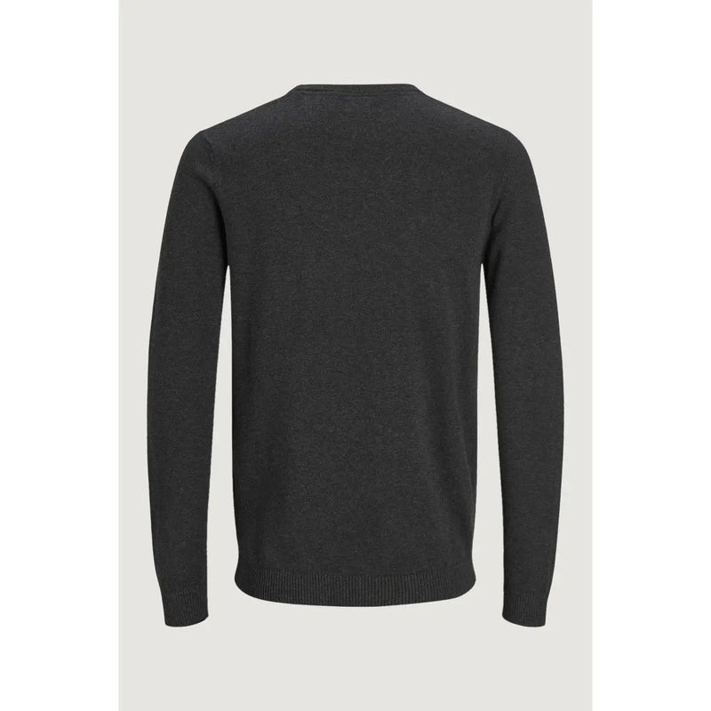 Jack & Jones Pull en coton pour homme, gris foncé chiné, poignets côtelés, vue de face