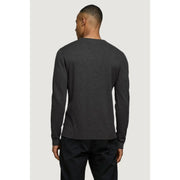 Jack & Jones Pull en coton gris foncé pour homme, en maille texturée avec poignets côtelés, vue de face