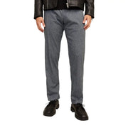 Jack & Jones grey cotton stretch trousers for men with a slim fit and gray herringbone pattern for fall winter