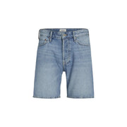 Jack & Jones light blue cotton polyester shorts for men in light-wash denim with classic five-pocket design and button closure