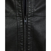 Blazer long zippé noir en polyester pour homme Jack & Jones, avec fermeture éclair centrale et détails de coutures apparentes.