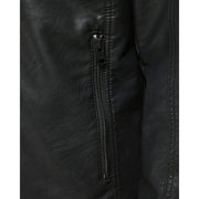 Jack and jones men black polyester long zip blazer with vertical zipper detail on the front