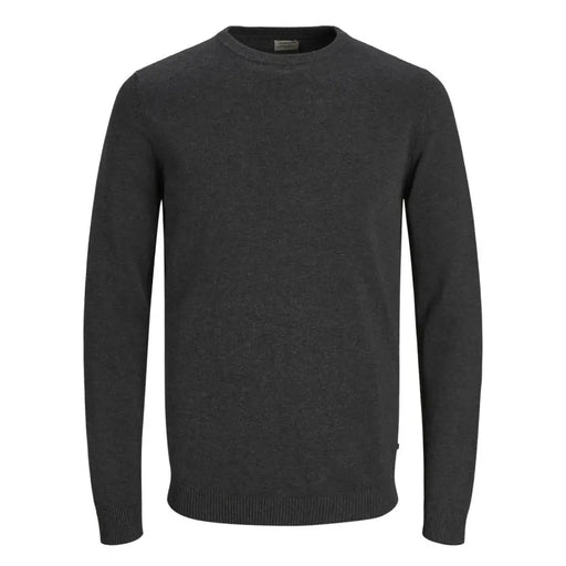 Pull Jack and Jones pour homme, gris chiné, col rond, en maille de coton, avec texture chinée et poignets côtelés.