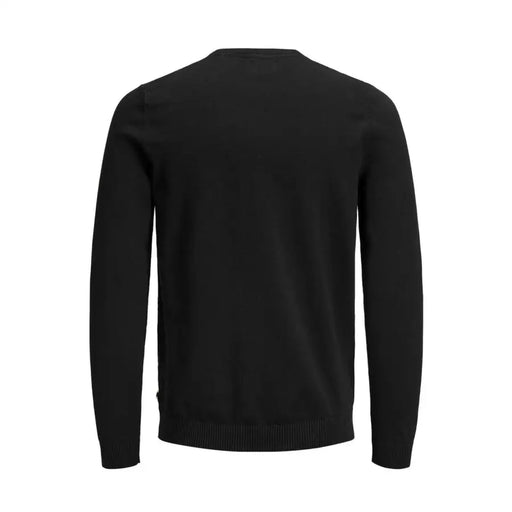 Pull Jack & Jones pour homme, noir, col rond, en coton, avec poignets et ourlet côtelés.
