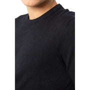 Pull Jack & Jones pour homme en maille de coton noir à col rond, avec col côtelé et tissu à la texture lisse.