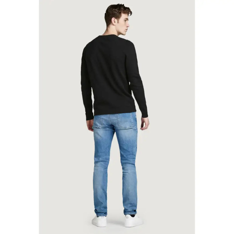 Pull en coton noir à manches longues et col rond pour homme par Jack & Jones idéal pour les vêtements décontractés et en maille