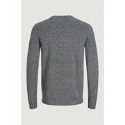 Pull Jack and Jones pour homme, gris chiné, col rond, poignets côtelés, 100 % coton.