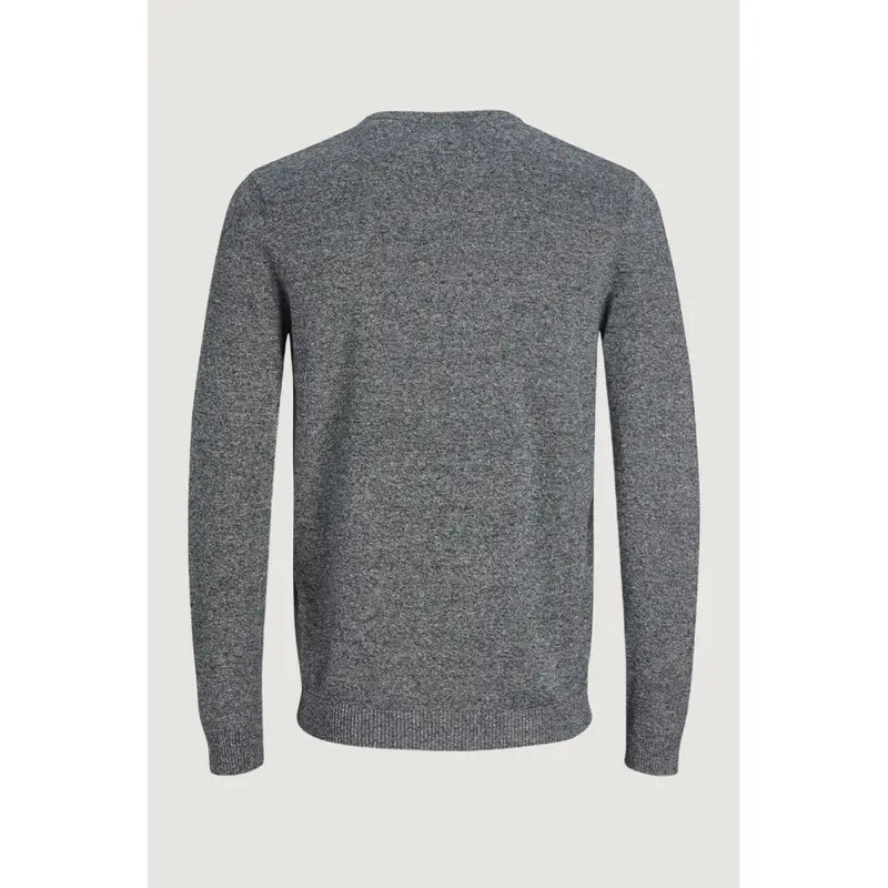 Pull Jack and Jones pour homme, gris chiné, col rond, poignets côtelés, 100 % coton.