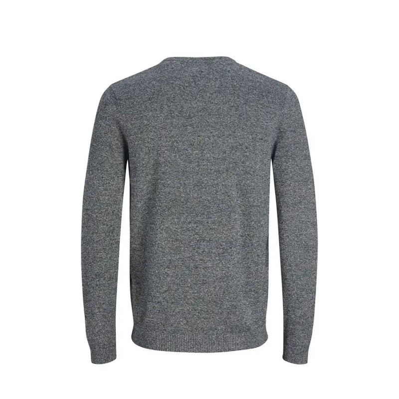 Pull en maille gris chiné pour homme Jack & Jones, manches longues, col rond, maille douce et poignets côtelés.