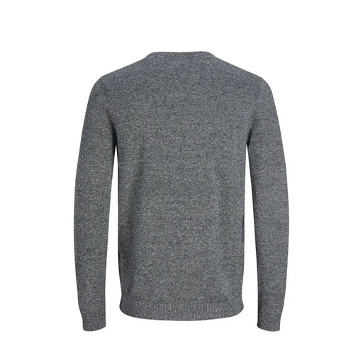 Pull en maille gris chiné pour homme Jack & Jones, manches longues, col rond, maille douce et poignets côtelés.