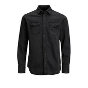 Chemise en denim noir boutonnée avec deux poches poitrine et col classique par Jack & Jones chemise homme