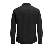 Chemise en denim noir à manches longues avec poignets et col boutonnés, signée Jack Jones pour homme