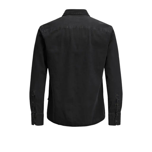 Chemise en denim noir à manches longues avec poignets et col boutonnés, signée Jack Jones pour homme