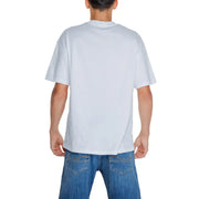White cotton jack & jones men short sleeve t shirt with round neck and simple crew neck design