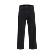 Jack & Jones Jean noir pour homme, jambes larges, coupe droite, cinq poches classiques, en mélange de coton