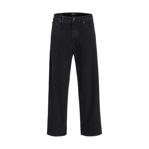 Jack & Jones men’s black wide-leg denim jeans with straight cut and classic five-pocket design in cotton blend