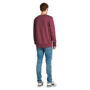 Jack & jones men’s bordeaux knit crewneck sweater with ribbed cuffs and hem in maroon color