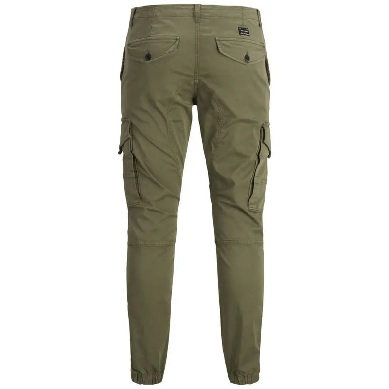 Jack & Jones Pantalon cargo vert olive pour homme, doté de multiples poches et d'une coupe fuselée, idéal pour un style décontracté.
