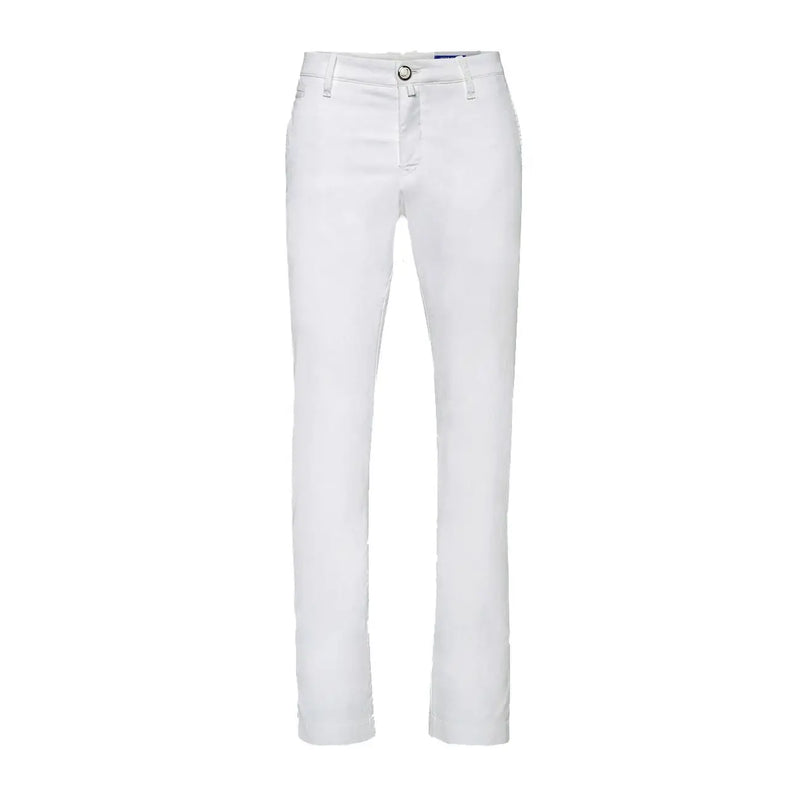 Jacob Cohen Pantalon en coton blanc pour homme, coupe droite, design minimaliste et détails de couture discrets.