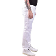 Jacob Cohen Pantalon homme en coton blanc, coupe slim, avec surpiqûres discrètes en denim blanc pour un look moderne