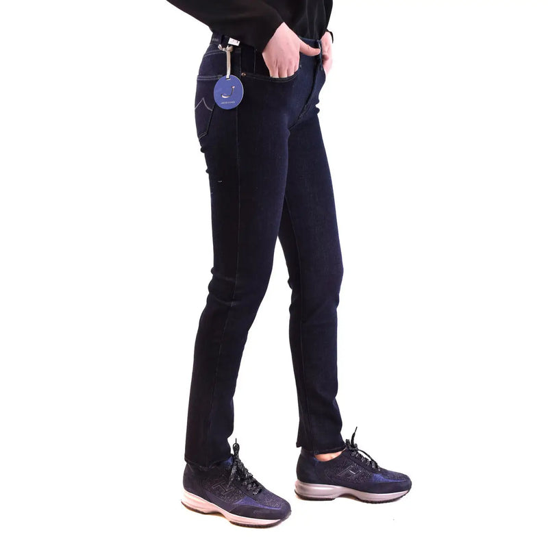Jacob Cohen Jean en denim bleu foncé pour femme, coupe ajustée et coutures discrètes, en mélange de coton.
