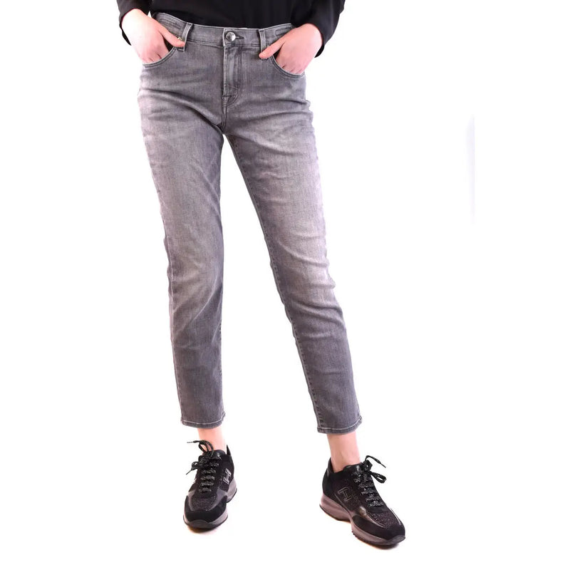 Jacob Cohen Jean slim en denim gris mélangé coton pour femme, ourlet raccourci et style moderne