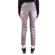 Jacob Cohen Jean slim en denim gris mélangé coton pour femme, avec un délavage subtil, vu de dos