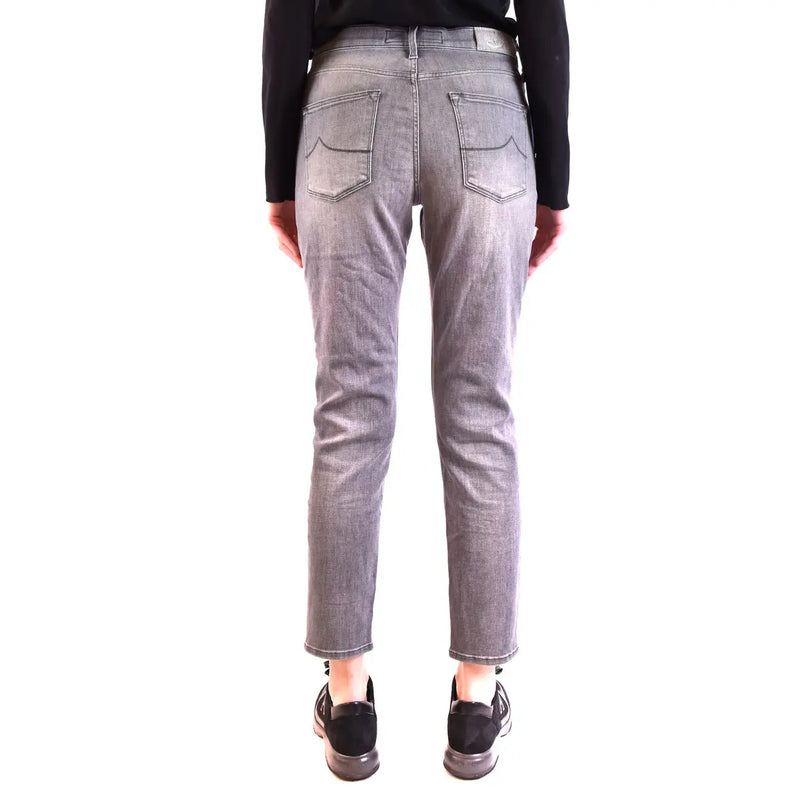 Jacob Cohen Jean slim en denim gris mélangé coton pour femme, avec un délavage subtil, vu de dos