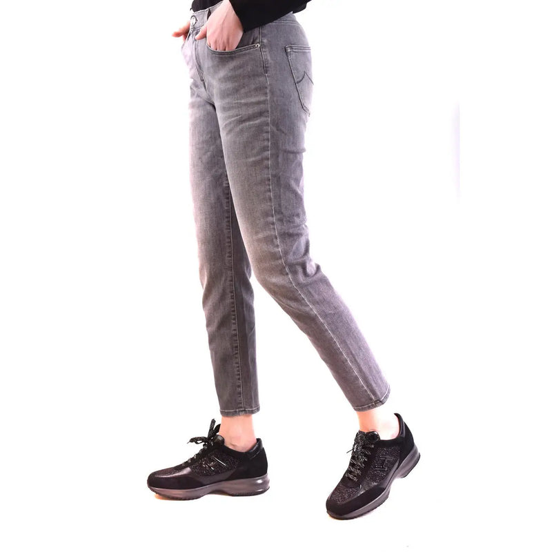 Jacob Cohen Jean slim en denim gris mélangé coton pour femme, avec un délavage subtil et une coupe classique à cinq poches.
