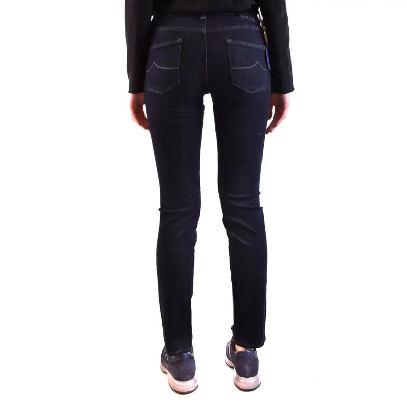 Dark blue jacob cohen women’s slim fit skinny jeans made from cotton blend shown from the back side