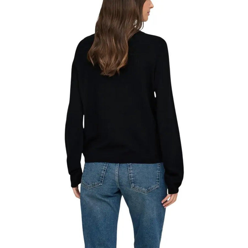 Jacqueline De Yong pull en maille noire à manches longues et col rond