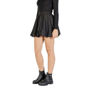 Jacqueline De Yong black polka dot flared mini skirt with subtle shimmer for women