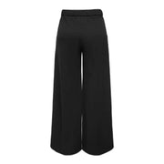 Jacqueline De Yong black wide-leg polyester trousers for women with elastic waistband