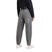 Vue arrière de Jacqueline De Yong Jean gris en coton à jambes larges et coupe décontractée